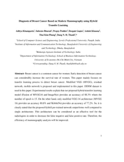 Diagnosis of Breast Cancer Based on Modern Mammography using Hybrid
  Transfer Learning