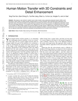 Human Motion Transfer with 3D Constraints and Detail Enhancement
