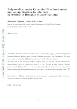 Polynomials under Ornstein-Uhlenbeck noise and an application to
  inference in stochastic Hodgkin-Huxley systems