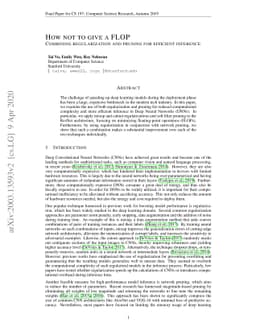 How Not to Give a FLOP: Combining Regularization and Pruning for
  Efficient Inference
