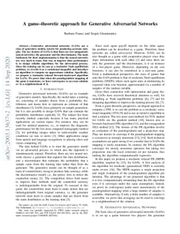 A game-theoretic approach for Generative Adversarial Networks