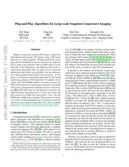 Plug-and-Play Algorithms for Large-scale Snapshot Compressive Imaging
