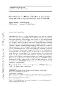 Classification of COVID-19 in chest X-ray images using DeTraC deep
  convolutional neural network