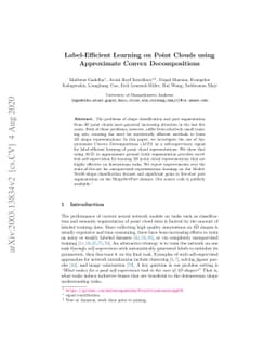 Label-Efficient Learning on Point Clouds using Approximate Convex
  Decompositions