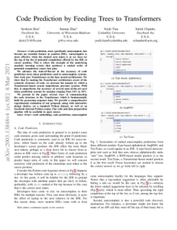 Code Prediction by Feeding Trees to Transformers
