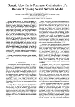 Genetic Algorithmic Parameter Optimisation of a Recurrent Spiking Neural
  Network Model