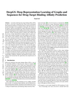 DeepGS: Deep Representation Learning of Graphs and Sequences for
  Drug-Target Binding Affinity Prediction