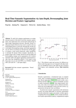 Real-Time Semantic Segmentation via Auto Depth, Downsampling Joint
  Decision and Feature Aggregation