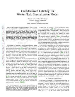 Crowdsourced Labeling for Worker-Task Specialization Model