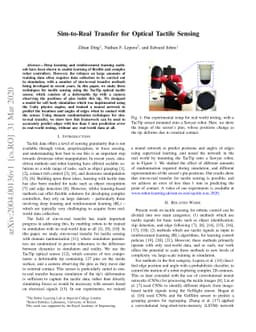 Sim-to-Real Transfer for Optical Tactile Sensing