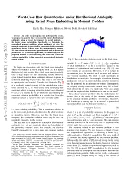Worst-Case Risk Quantification under Distributional Ambiguity using
  Kernel Mean Embedding in Moment Problem