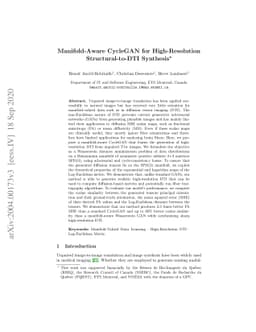 Manifold-Aware CycleGAN for High-Resolution Structural-to-DTI Synthesis