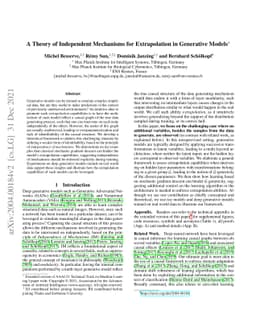 A theory of independent mechanisms for extrapolation in generative
  models