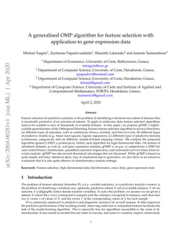 A generalised OMP algorithm for feature selection with application to
  gene expression data