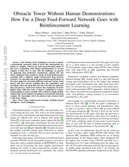 Obstacle Tower Without Human Demonstrations: How Far a Deep Feed-Forward
  Network Goes with Reinforcement Learning