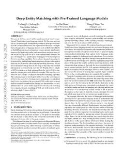 Deep Entity Matching with Pre-Trained Language Models