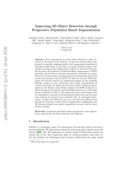 Improving 3D Object Detection through Progressive Population Based
  Augmentation