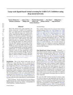 Large-scale ligand-based virtual screening for SARS-CoV-2 inhibitors
  using deep neural networks