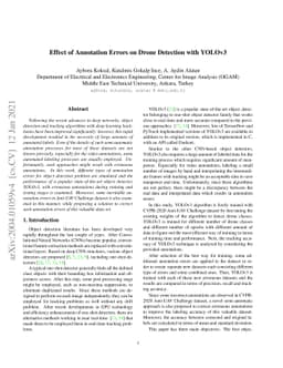 Effect of Annotation Errors on Drone Detection with YOLOv3
