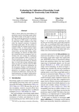 Evaluating the Calibration of Knowledge Graph Embeddings for Trustworthy
  Link Prediction