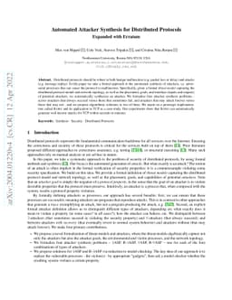 Automated Attacker Synthesis for Distributed Protocols