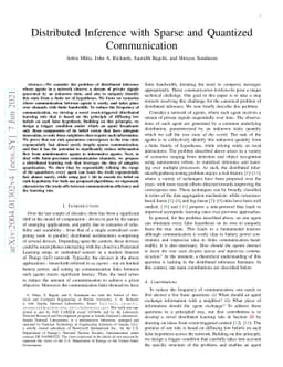Distributed Inference with Sparse and Quantized Communication