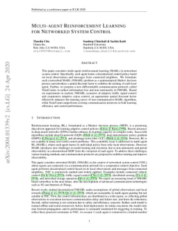 Multi-agent Reinforcement Learning for Networked System Control