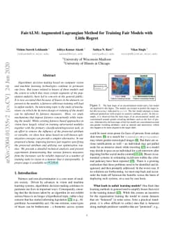 FairALM: Augmented Lagrangian Method for Training Fair Models with
  Little Regret