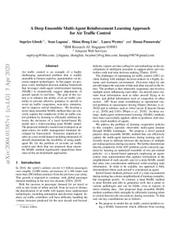 A Deep Ensemble Multi-Agent Reinforcement Learning Approach for Air
  Traffic Control