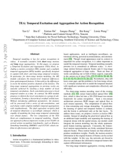 TEA: Temporal Excitation and Aggregation for Action Recognition