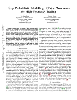 Deep Probabilistic Modelling of Price Movements for High-Frequency
  Trading