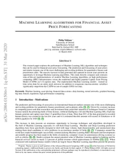 Machine Learning Algorithms for Financial Asset Price Forecasting