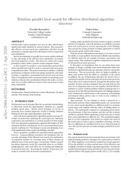 Trustless parallel local search for effective distributed algorithm
  discovery