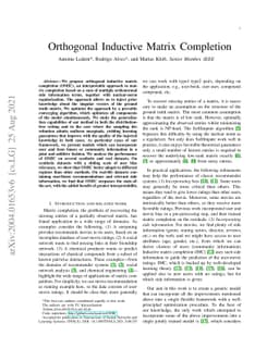 Orthogonal Inductive Matrix Completion