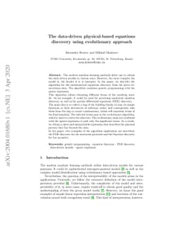 The data-driven physical-based equations discovery using evolutionary
  approach