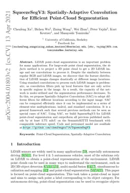 SqueezeSegV3: Spatially-Adaptive Convolution for Efficient Point-Cloud
  Segmentation