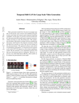 Temporal Shift GAN for Large Scale Video Generation