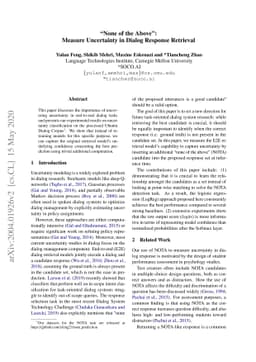 "None of the Above":Measure Uncertainty in Dialog Response Retrieval