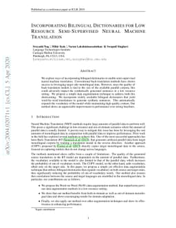 Incorporating Bilingual Dictionaries for Low Resource Semi-Supervised
  Neural Machine Translation