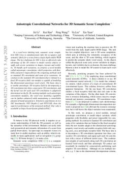 Anisotropic Convolutional Networks for 3D Semantic Scene Completion