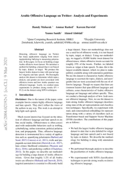 Arabic Offensive Language on Twitter: Analysis and Experiments