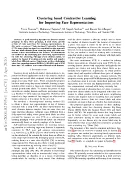 Clustering based Contrastive Learning for Improving Face Representations