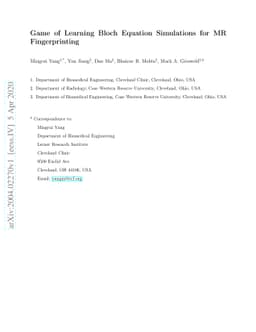 Game of Learning Bloch Equation Simulations for MR Fingerprinting