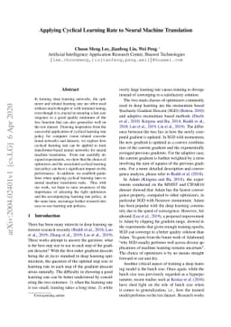 Applying Cyclical Learning Rate to Neural Machine Translation