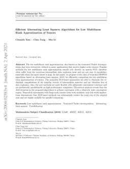 Efficient Alternating Least Squares Algorithms for Low Multilinear Rank
  Approximation of Tensors