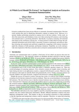 At Which Level Should We Extract? An Empirical Analysis on Extractive
  Document Summarization