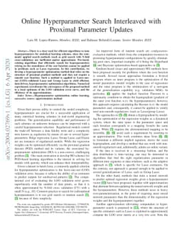 Online Hyperparameter Search Interleaved with Proximal Parameter Updates