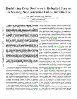 Establishing Cyber Resilience in Embedded Systems for Securing
  Next-Generation Critical Infrastructure