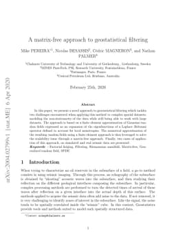 A matrix-free approach to geostatistical filtering
