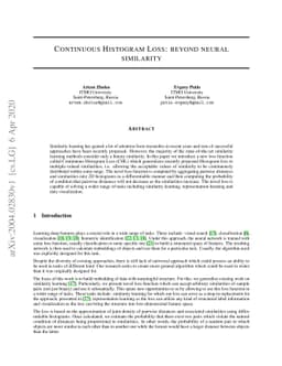 Continuous Histogram Loss: Beyond Neural Similarity